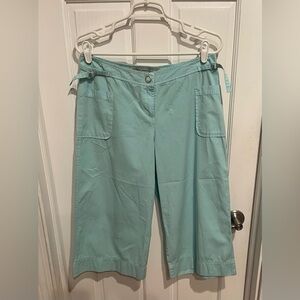 Anthropologie Sitwell Women’s Size 8 Aqua Button-Detail Capri Pants